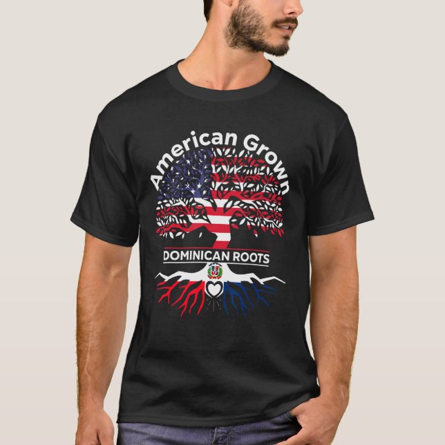 T-shirt American Grown Dominican Roots American Dominican  (Devant)