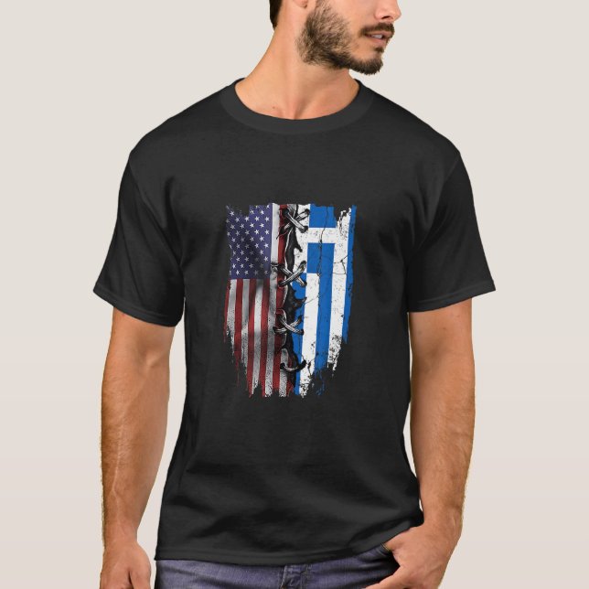 T-shirt American Grown Greek Roots USA Greece Flag (Devant)