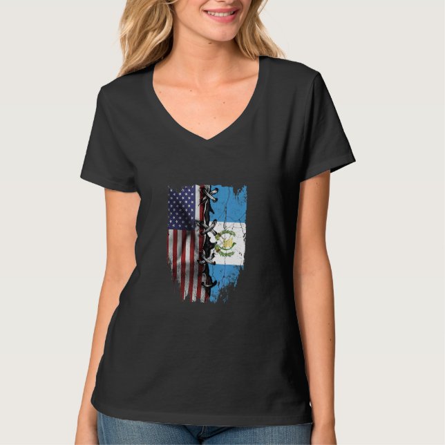 T-shirt American Grown Guatemalan Roots USA Guatemala Flag (Devant)