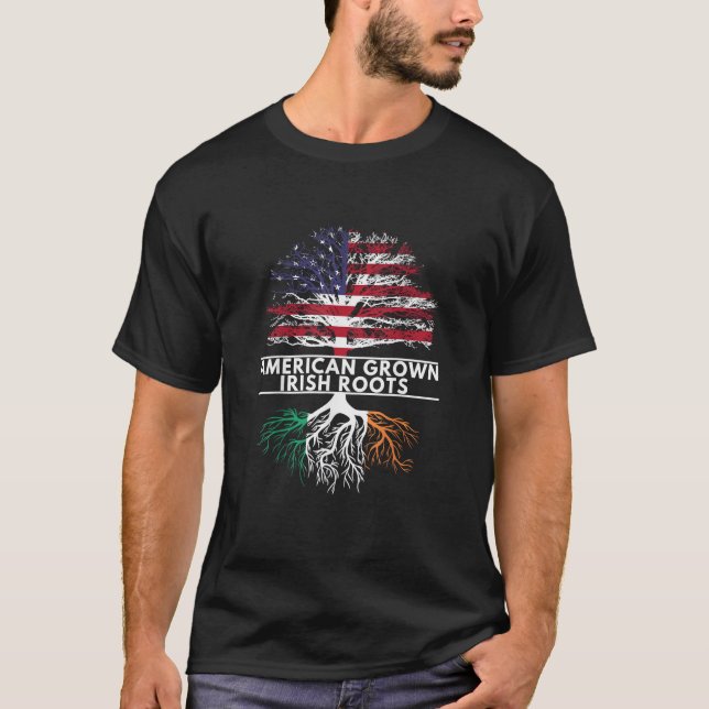 T-shirt American Grown Irish Roots Flag Irlande ST. PATRIQ (Devant)