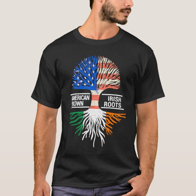 T-shirt American Grown Irish Roots USA Ireland Flag ST PAT (Devant)