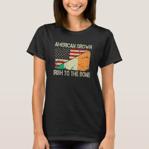 T-shirt American Grown Irish To Bone Us Ireland Drapeau R