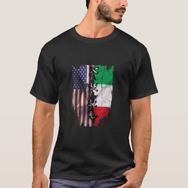 T-shirt American Grown Italian Roots USA Italy Flag (Devant)