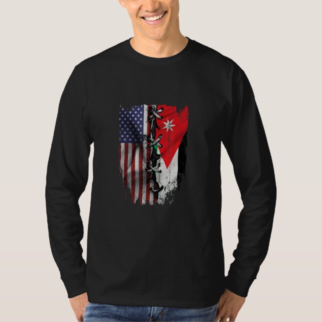 T-shirt American Grown Jordanian Roots USA Jordan Flag (Devant)