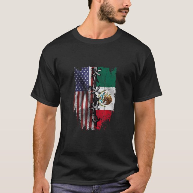 T-shirt American Grown Mexican Roots USA Mexico Flag (Devant)