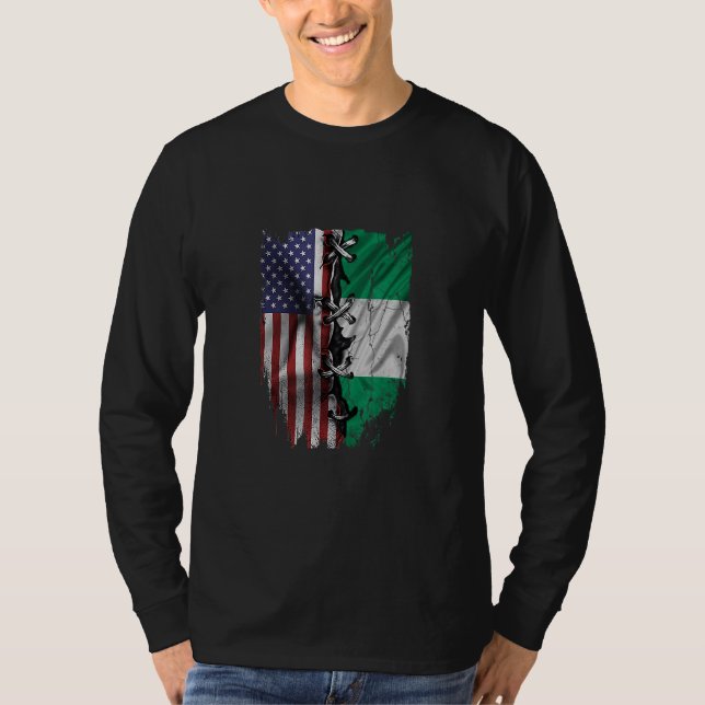 T-shirt American Grown Nigerian Roots USA Nigeria Flag (Devant)