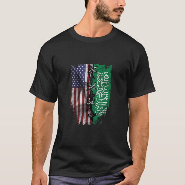 T-shirt American Grown Saudi Arabian Roots USA Saudi Arabi (Devant)