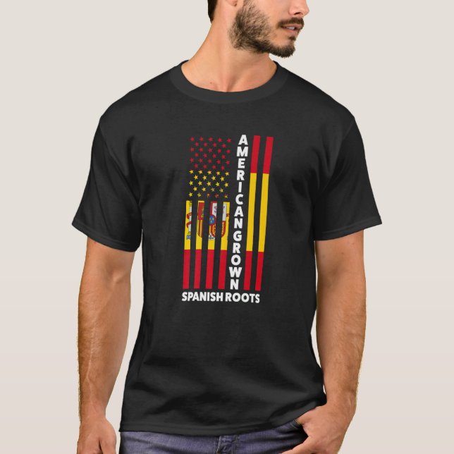 T-shirt American Grown Spanish Roots Spain Spanish   (Devant)