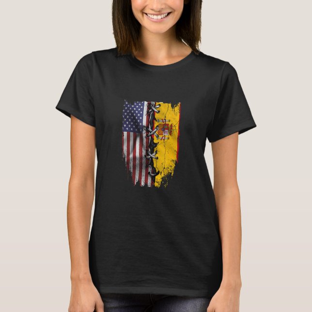 T-shirt American Grown Spanish Roots USA Spain Flag (Devant)