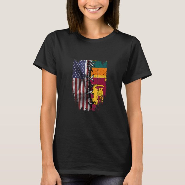 T-shirt American Grown Sri Lankan Roots USA Sri Lanka Flag (Devant)