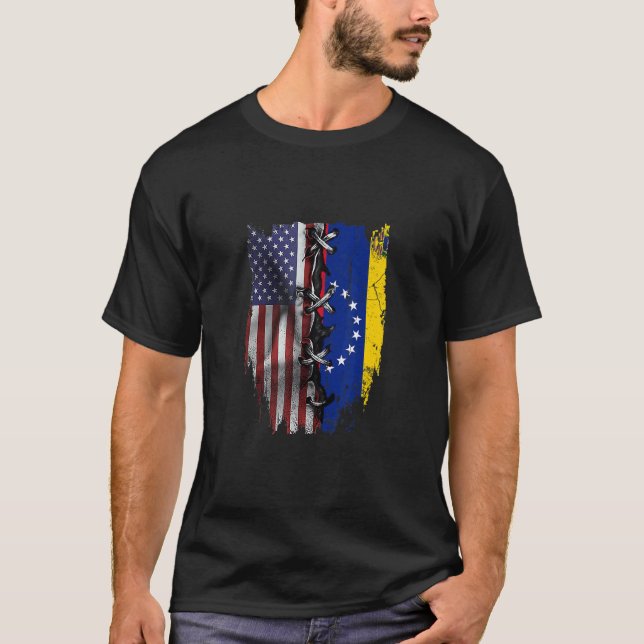 T-shirt American Grown Venezuelan Roots USA Venezuela Flag (Devant)