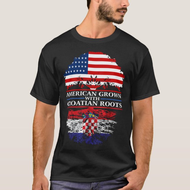 T-shirt American Grown with Croatian Roots  Croatia (Devant)