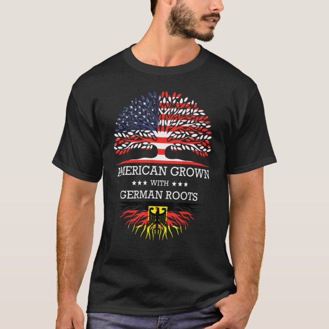T-shirt American Grown With German Roots Usa Flag (Devant)