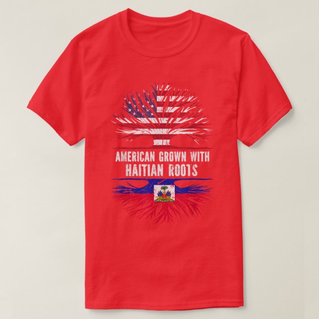 T-shirt American Grown with Haitian Roots USA Flag Haïti  (Design devant)