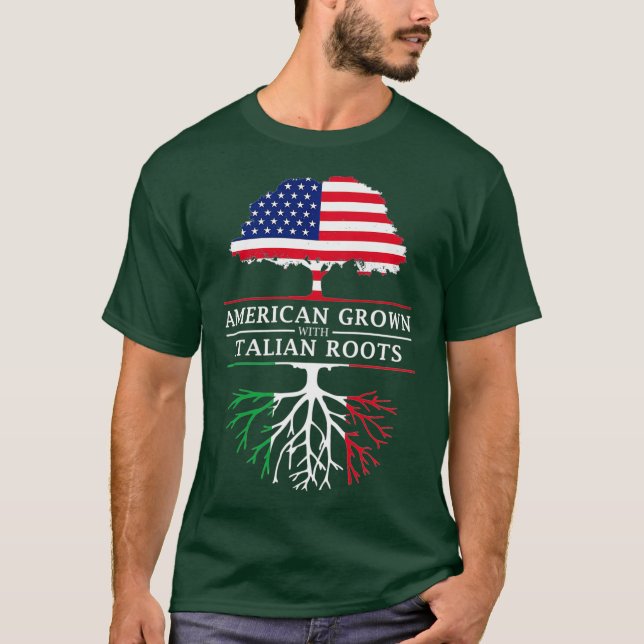 T-shirt American Grown with Italian Roots  Italy Premium (Devant)