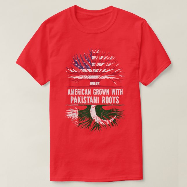 T-shirt American Grown With Pakistani Roots Usa Flag Pakis (Design devant)