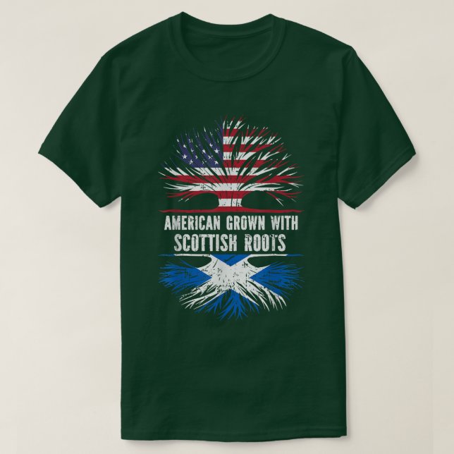 T-shirt American Grown with Scottish Roots USA Flag Scotla (Design devant)