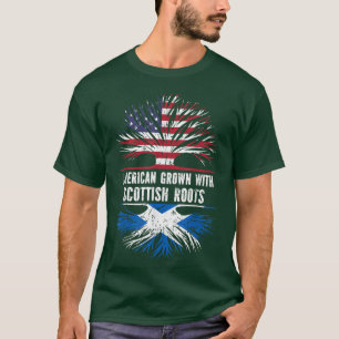 T-shirt American Grown with Scottish Roots USA Flag Scotla