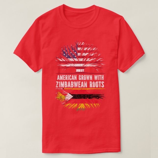 T-shirt American Grown with Zimbabwean Roots USA Flag Zimb (Design devant)