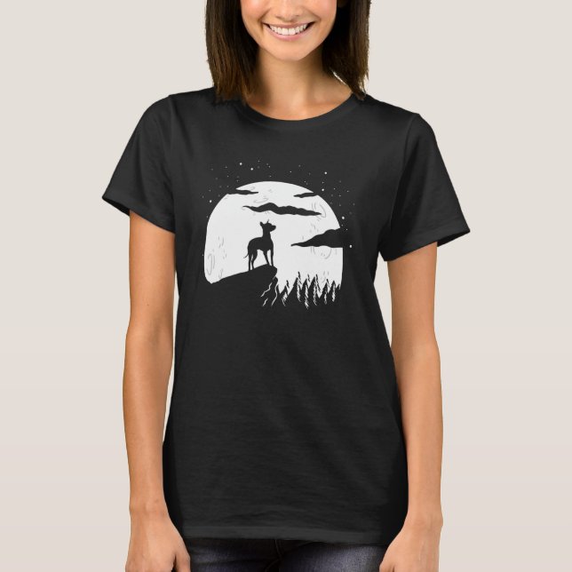 T-shirt American Hairless Terrier and Moon Halloween (Devant)