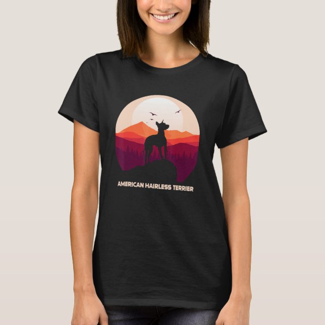 T-shirt American Hairless Terrier et Moon (Devant)