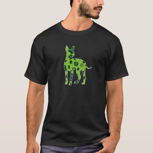 T-shirt American Hairless Terrier St. Patricks Day Leopard (Devant)