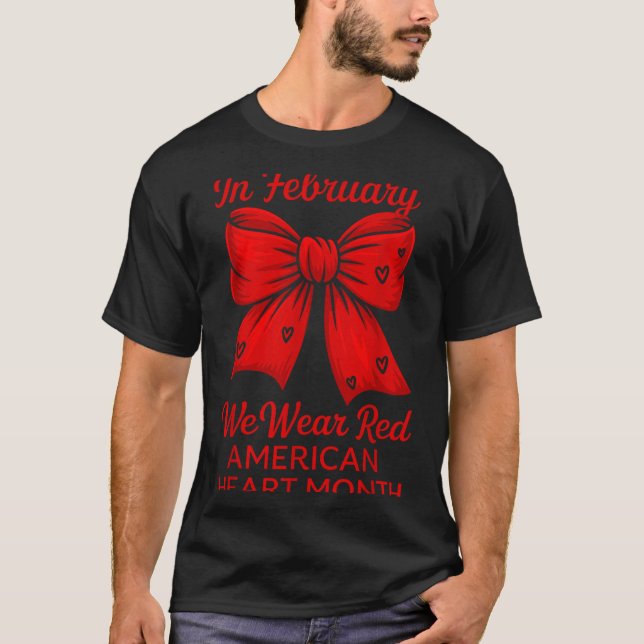 T-shirt American Heart Disease Awareness Month Ribbon Red  (Devant)