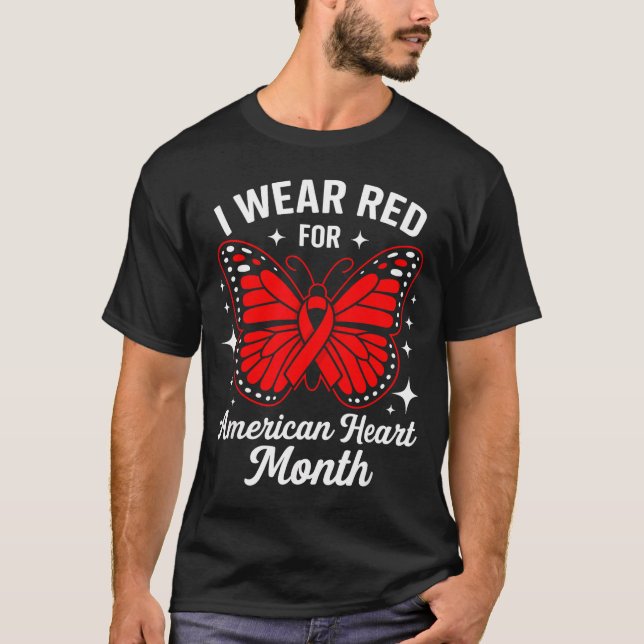 T-shirt American Heart Disease Awareness Month Ribbon Red  (Devant)