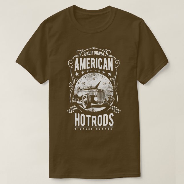T-shirt American Hotrods vintage racers Californie (Design devant)