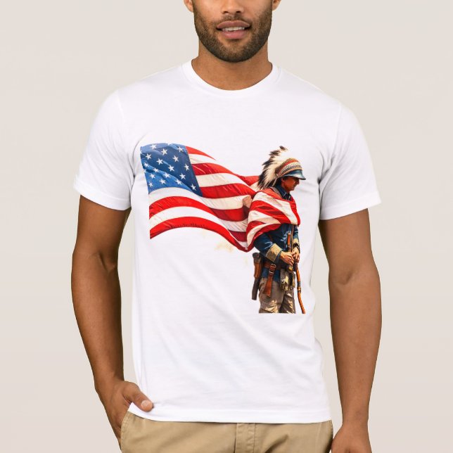 T-shirt american indian soldier (Devant)