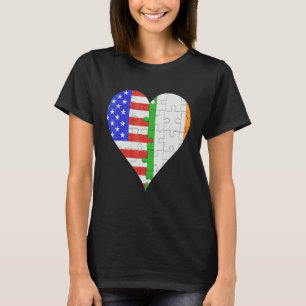 T-shirt American Irish Flag Heart 1