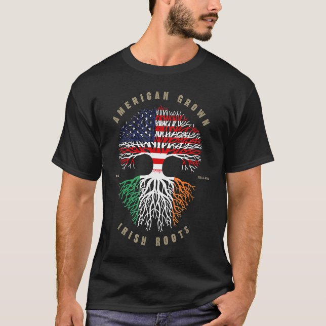 T-shirt American Irish Roots Shamrock Lucky St Patricks Da (Devant)