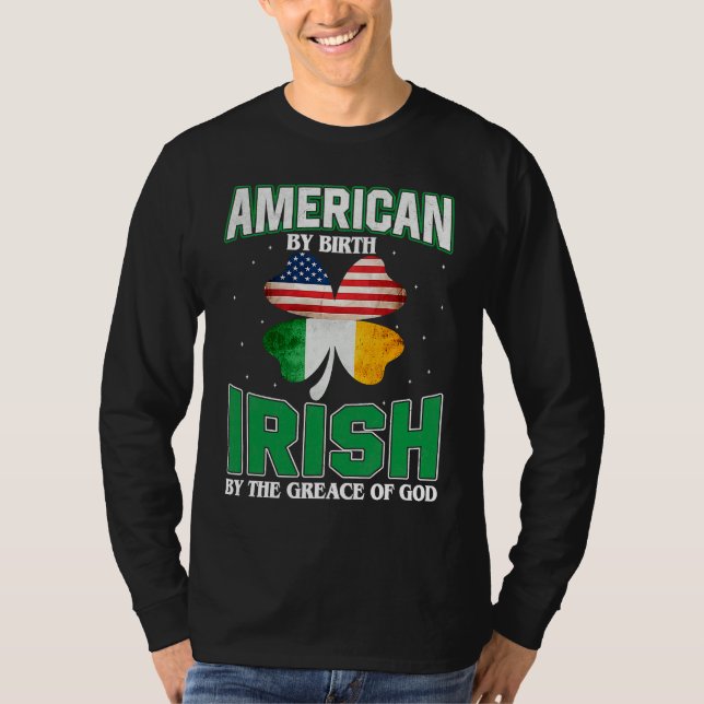 T-shirt American Irish Shamrock Lucky St Patricks Day Men  (Devant)