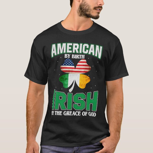 T-shirt American Irish Shamrock Lucky St Patricks Day Men  (Devant)