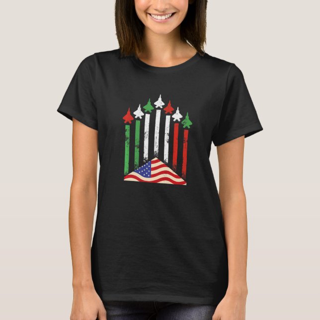 T-shirt American Italian Flag Airplanes 4th July Patriotic (Devant)