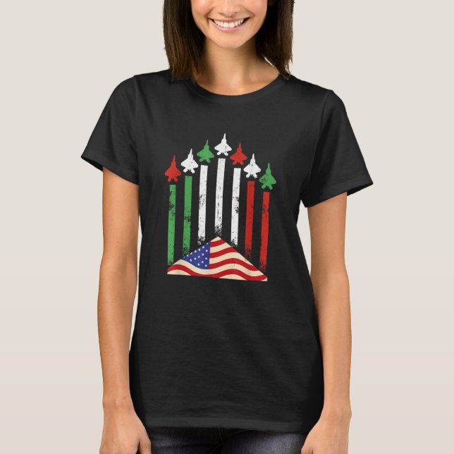 T-shirt American Italian Flag Airplanes 4th July Patriotic (Devant)