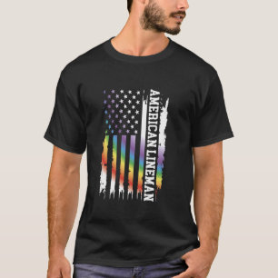 T-shirt American Lineman États-Unis désespéré arc-en-ciel