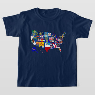 T-shirt American Map State Flags Mosaic