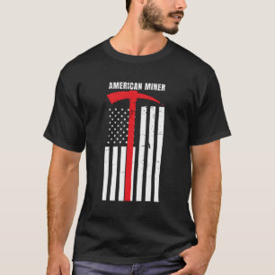 T-shirt American Miner Charbon Or Pickaxe Patriotique