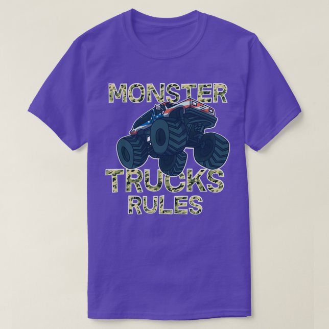 T-shirt American Monster Truck Rules Big Wheels Vehicle (Design devant)