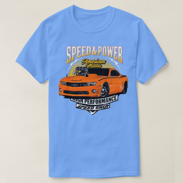 T-shirt American Muscle Car Speed And Power 2 (Design devant)