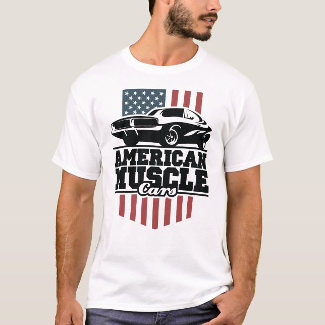 T-shirt American Muscle Cars for Car Buffs (Devant)
