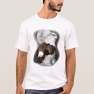 T-shirt American Nature Eagle Artwork Moon Sketch Wildlife