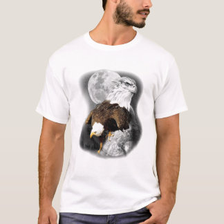 T-shirt American Nature Eagle Artwork Moon Sketch Wildlife