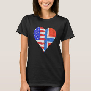 T-shirt American Norwegian Flag Heart