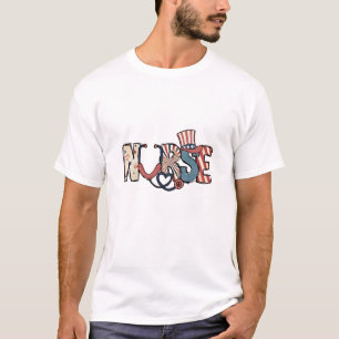 T-shirt American Nurse 4 juillet Patriotic USA Flag Nurs
