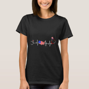 T-shirt American Nurse 4 juillet Usa Drapeau Carte Patriot