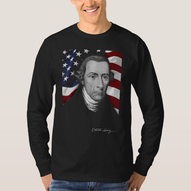 T-shirt American patrick henry Eyes Flag Country (Devant)