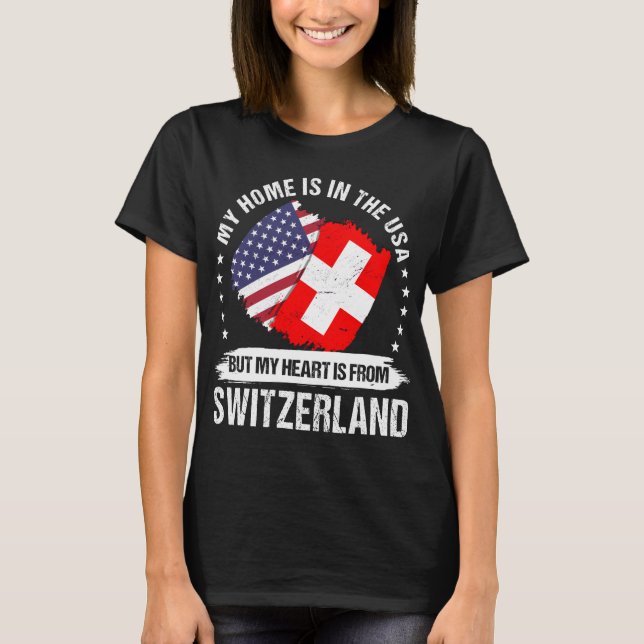 T-shirt American Patriot Switzerland Flag Swiss Roots (Devant)