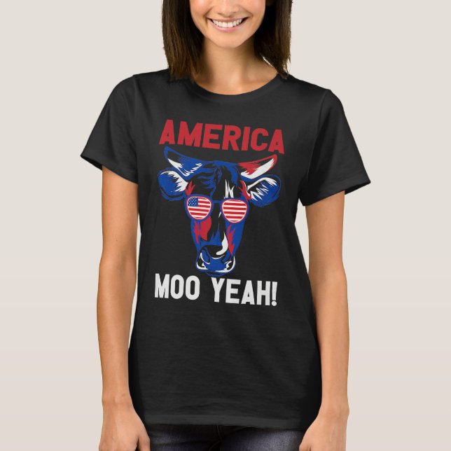 T-shirt American Patriotic Decoration Moo Yeah Premium (Devant)